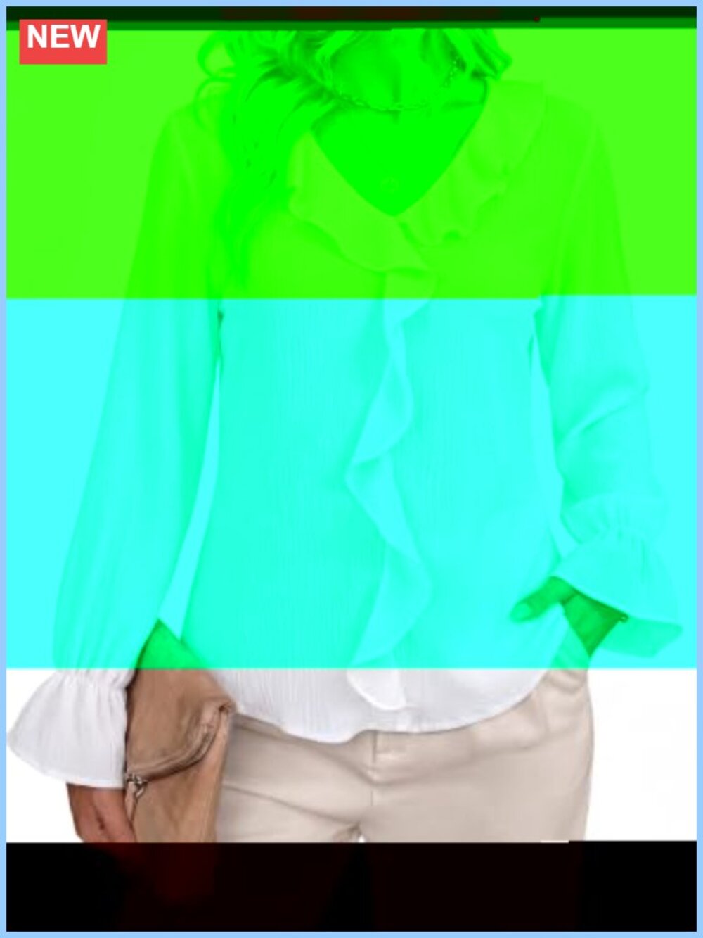 Ruffle V-Neck Long Sleeve Blouse Flowy Business Casual Top